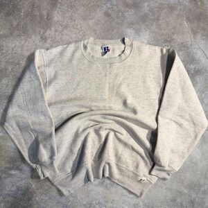 Vintage Russell Athletic Blank Crewneck Sweatshirt Made In USA Gray Size L